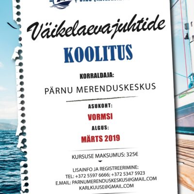 Väikelaevajuhtide koolitus koju kätte Väikelaevajuht - Vormsi