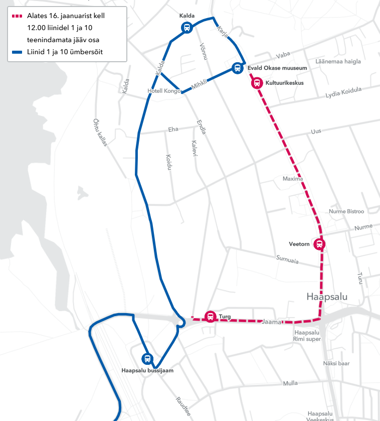 Seoses keeruliste teeoludega on ühistranspordi liiklus Haapsalus Posti tänavalt ümbersuunatud Kalda tänavale.... The post Muudatus Haapsalu ühistranspordi liikl